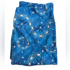 NWOT TL CLOTHING Compass Print Blue/Yellow  Cropped Legging Size OS